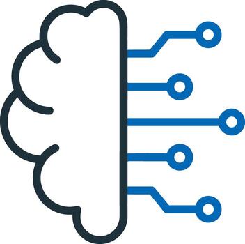 artificial inteligencia icono símbolo vector imagen. ilustración de el cerebro robot aprendizaje humano inteligente algoritmo diseño imagen.