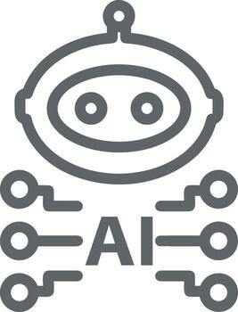 Artificial Intelligence icon symbol vector image. Illustration of the brain robot learning human smart algorithm design image.