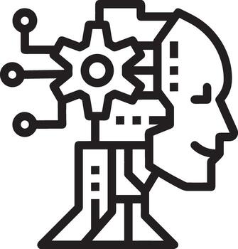 Artificial Intelligence icon symbol vector image. Illustration of the brain robot learning human smart algorithm design image.