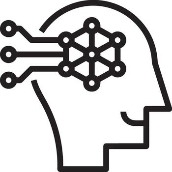 Artificial Intelligence icon symbol vector image. Illustration of the brain robot learning human smart algorithm design image.