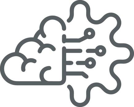 artificial inteligencia icono símbolo vector imagen. ilustración de el cerebro robot aprendizaje humano inteligente algoritmo diseño imagen.