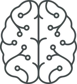 Artificial Intelligence icon symbol vector image. Illustration of the brain robot learning human smart algorithm design image.