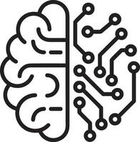 Artificial Intelligence icon symbol vector image. Illustration of the brain robot learning human smart algorithm design image.