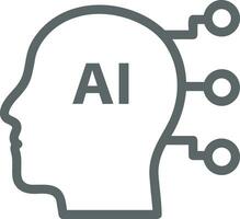 Artificial Intelligence icon symbol vector image. Illustration of the brain robot learning human smart algorithm design image.