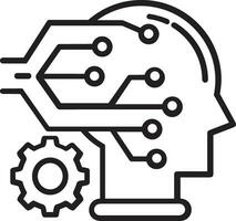 Artificial Intelligence icon symbol vector image. Illustration of the brain robot learning human smart algorithm design image.