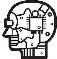 Artificial Intelligence icon symbol vector image. Illustration of the brain robot learning human smart algorithm design image.