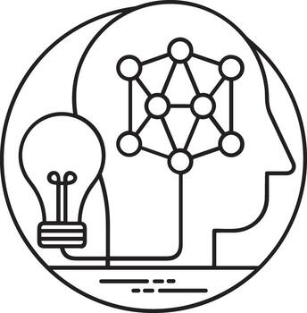 artificial inteligencia icono símbolo vector imagen. ilustración de el cerebro robot aprendizaje humano inteligente algoritmo diseño imagen.