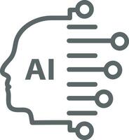 Artificial Intelligence icon symbol vector image. Illustration of the brain robot learning human smart algorithm design image.