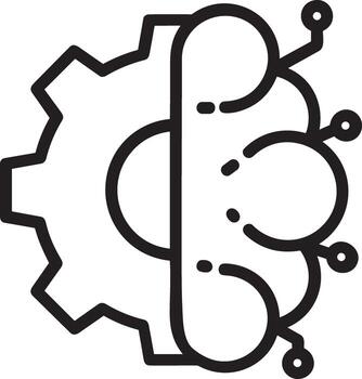 Artificial Intelligence icon symbol vector image. Illustration of the brain robot learning human smart algorithm design image.