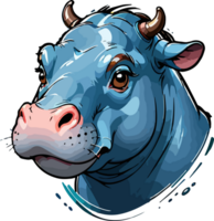 Hipopotamus Face Cartoon Clip Art AI Generative png