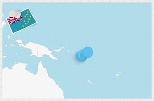 Map of Solomon Islands with a pinned blue pin. Pinned flag of Solomon Islands. vector