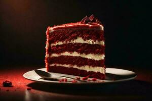 Red velvet cake with fresh strawberries. AI Generative photo
