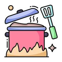 A flat design icon of cookpot vector