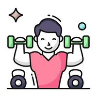 A flat design icon of weightlifting vector