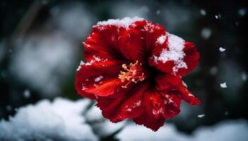 Freshness and beauty in nature vibrant hibiscus blossom generated by AI photo