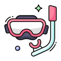 tubo de oxígeno con gafas, icono de máscara de buceo vector