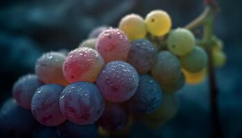 Juicy berry bunches on leafy green plants generated by AI photo