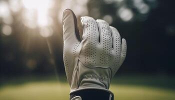 Muscular hand hits ball, athlete success achieved generated by AI photo