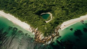 Tranquil scene of tropical beauty from drone generated by AI photo