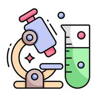 A lab research tool icon, flat design of microscope vector