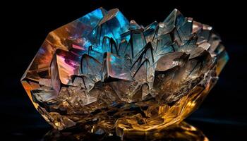 Precious gem illuminated, multi colored, shiny, generated by AI photo