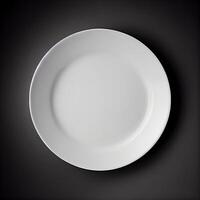 Empty plate on black, elegance in simplicity generated by AI photo