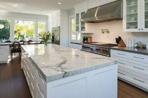 Modern kitchen interior design. AI Generative photo