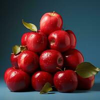 Fresh beautiful red apples AI Generative photo