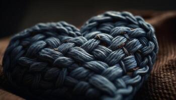 warm blue wool rolled into fluffy heap generated by AI photo