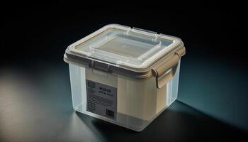 Fresh food stored in clean plastic container generated by AI photo