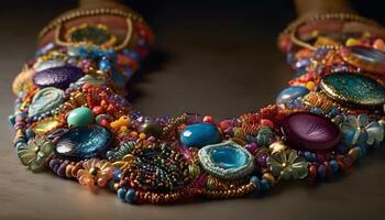 Multicolored jewelry elegance and beauty in a bead generated by AI photo