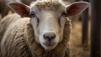 linda joven ganado pasto en rural prado generado por ai foto