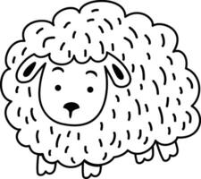 ilustración negro y blanco oveja vector