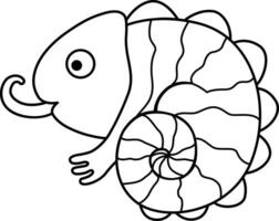 Illustration black and white iguana vector