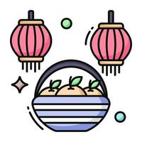 An editable design icon of chinese lantern vector