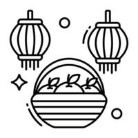 An editable design icon of chinese lantern vector