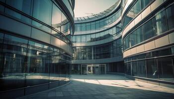 futurista rascacielos refleja moderno ciudad vida en tonificado vaso fachada generado por ai foto