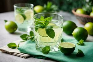 magazine-quality shot of a luxurious glass of lime juice. AI Generative photo