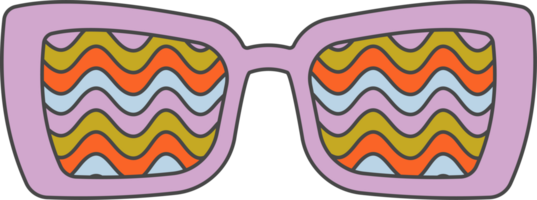 Groovy sunglasses. Retro hippy eyewear. 70s funky design. Summer outfit illustration png