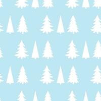 New Year seamless pattern of white fir trees on a blue background vector