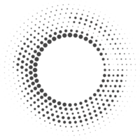 Dotted circle pattern. Abstract halftone round. Frame with random gradient gradation. Grunge rings design png