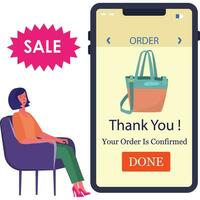 Boy is buying handbag from sale Illustration vector