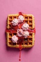 Belgium waffle with ice cream. AI Generative photo