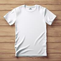 A Closed-Up Shot of A Plain White T-Shirt Mock-Up AI Generative photo