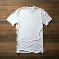 A Closed-Up Shot of A Plain White T-Shirt Mock-Up AI Generative photo