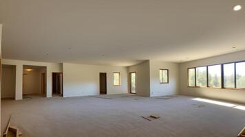 installing drywall Interior shot of a residential construction site. photo