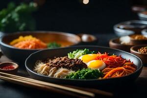 The camera is moving closer to Bibimbap, a tasty and famous food from Korea Sometimes, it can be difficult to understand what is going on behind something photo