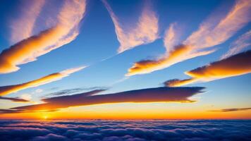sky sunset over the clouds. photo