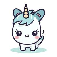 Cute unicorn vector illustration. Cute cartoon unicorn character design.