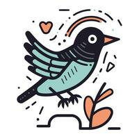 Cute hand drawn vector illustration in doodle style of a bird.